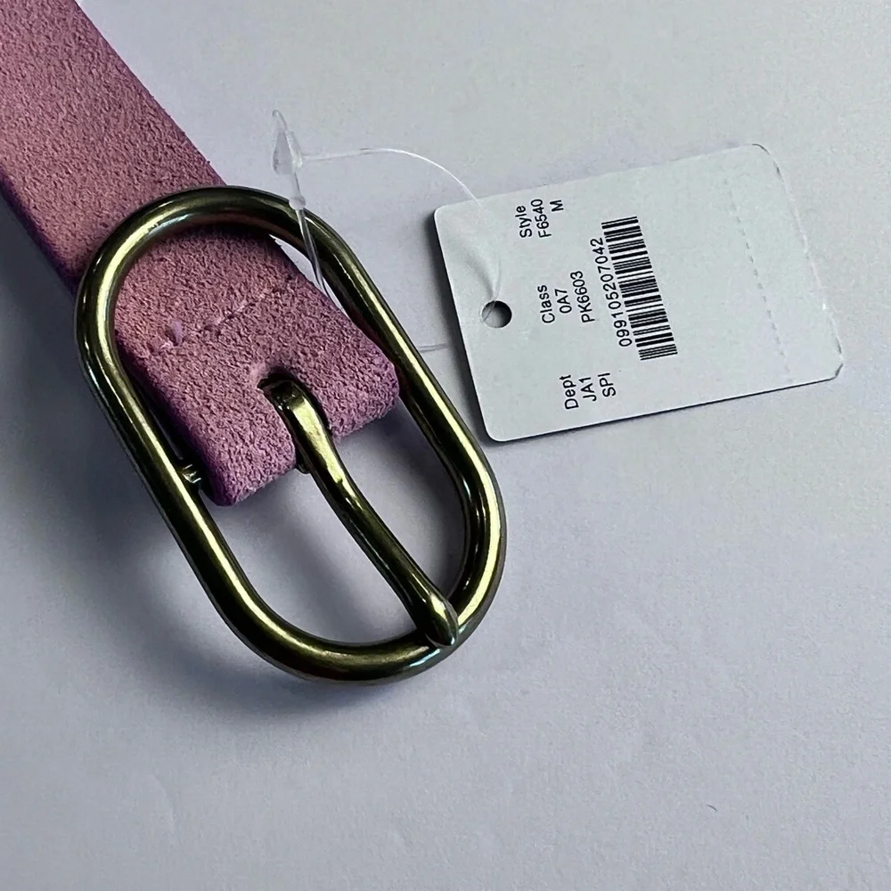 J.Crew Women's Pink Italian Leather Suede Belt Gold tone Buckle Sz Medium NWT